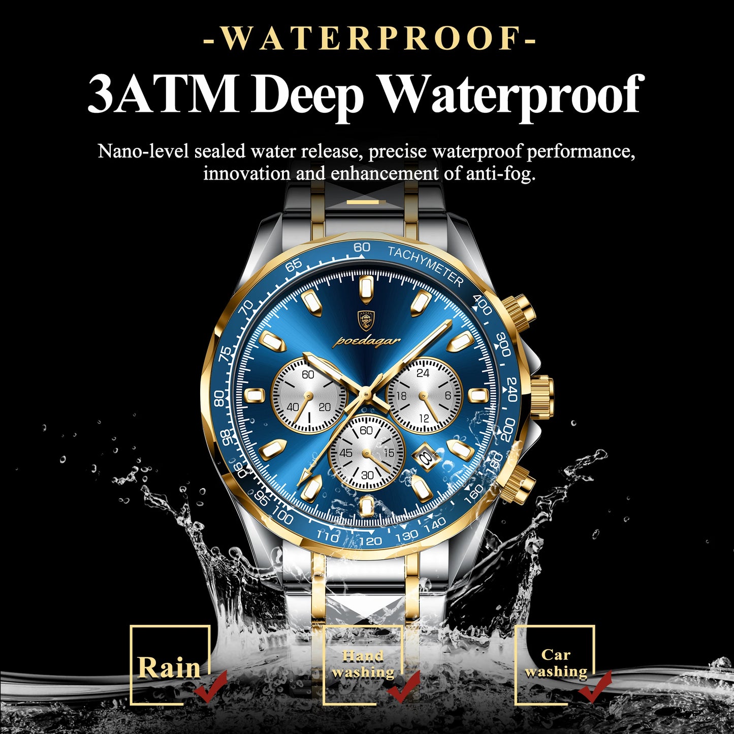POEDAGAR Luxury Men's Quartz Sport Watch